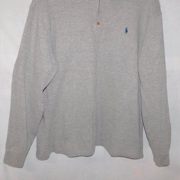 Polo Ralph Lauren Mens 2XL Gray Luxury Cotton Knit Quarter Zip Pullover Jumper - Picture 10 of 10